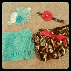 Set of 2 diaper covers with matching headbands